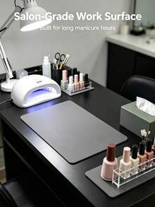 Waterproof And Durable Nail Art Table Mat, Made Of Waterproof And Soft PU Leather, Designed For Studio Tabletops And Foldable Nail Art Armrests. Ideal For Nail Artists In Salons And For Home Use. - Grey - View 9