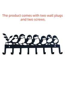 1Pc Metal Key Hook With Cute Bird Pattern, Wall Mounted Powder Coated Rustproof Key Holder Rack, Artistic Decorative Entryway Hallway Organizer, Space Saving Hook Rack For Hats Keys Small Items, Easy Install Home Decor Accessories - Black - View 7