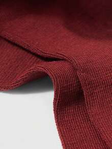 ROMWE 1 Pair Of Sweet Kawaii Two Wear Burgundy Lace Mid-Tube Socks - Burgundy - View 5