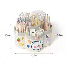 1 PC Cute Capybara 360° Rotating Pen Holder - Large Capacity Desktop Organizer & Makeup Brush Storage Box - Multifunctional Stationery Supply For Office & Study - Adorable Birthday Gift For Students & Kids (Multi-Color Options) - Multicolor - View 2