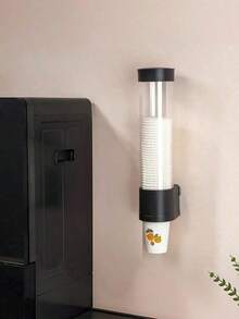 1Pc Disposable Cup Dispenser, Automatic Lifting Cup Holder, No Drilling Water Cup Storage Organizer For Home Office Hotel Dormitory - Multicolor - View 14