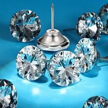 20/40 Pcs Crystal Decor Buttons, Crystal Decor Studs, Clear Crystal Head Decor Nails, Diamond‑Like Buttons, For Sewing DIY, Sofa And Wall Decorations - silver - View 2