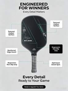 1PC Perseus Ben Johns 16mm Carbon Fiber Ice Crystal Pickleball Paddle T700 Power Core For Competition Training - Multicolor - View 4