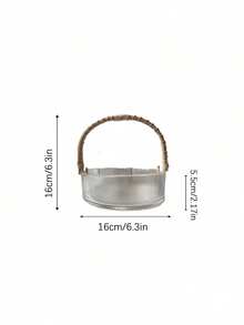 Madebyblanc 1PC Multi-Functional Glass Fruit Bowl With Rattan Handle - Durable Hammered Glass Basket, 3-In-1 Fruit Holder Snack Tray Ice Bucket, Space-Saving Kitchen Organizer, Heat Resistant Serving Dish, Perfect For Home Kitchen Bar Office - Multicolor - View 6