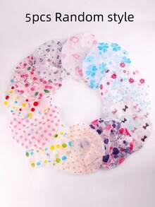 Reusable Waterproof Shower Caps For Women, Random Cute Printed Bath Hair Caps With Elastic Band, Multi‑Purpose Hair Bonnet For Shower, SPA, Kitchen, Salon, Assorted Random Patterns - Multicolor - View 11