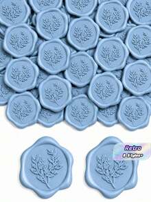 20/30/50/100 Pcs Wax Seal Stickers, Wedding Invitation Envelope Sealing Stickers, Self-Adhesive Envelope Sealing Stickers, Suitable For Weddings, Invitations, Envelopes, Gift Wrapping, Christmas And Other Events. - Dusty Blue - View 1
