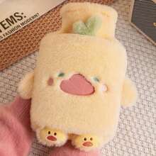 1 Unisex Cartoon Flocking Hot Water Bag, Large Capacity, Repeatable Irrigation, Explosion-Proof, Leak-Proof, Detachable, Hand Warmer, Suitable For Winter Outdoor Camping, Travel, Home, Office, School, Dormitory, Daily Use - Multicolor - View 2