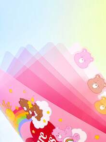 SHEIN X Care Bears A4 Transparent L-Shaped Multi-Layer Colorful Folder, Multi-Page Layered Report Holder, Document Bag Organizer, Exam Paper Clip, Resume Protector, Waterproof 4-Layer 5-Pocket Divider Folder - care bear - View 2