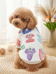 PETSIN 1 chiếc áo nỉ lông nỉ cho thú cưng kiểu phổ biến, in chữ Little Monster, cổ tròn, giữ ấm cho chó - Nhiều màu - Xem 1