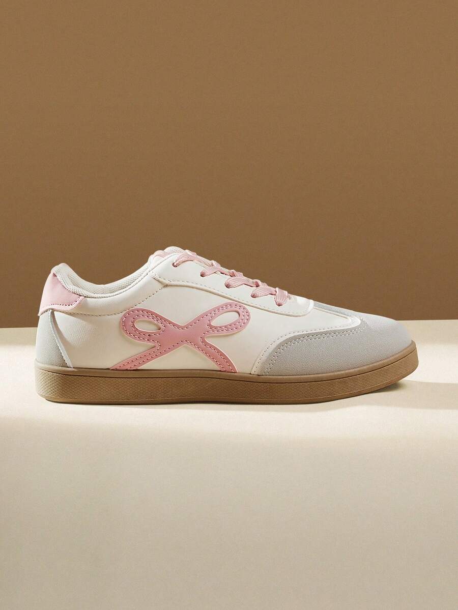 CUCCOO EASI 女款平底繫帶休閒鞋 時尚百搭簡約板鞋 - 淺粉色 - 查看 1