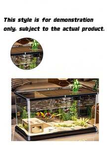 Desktop Paludarium With Cover, Clear Household Turtle Tank, Multi-Purpose Ecosystem Aquarium For Goldfish And Hydroponic Plants, Mini Landscape Fish Tank Suitable For Living Room Decor - Black - View 5