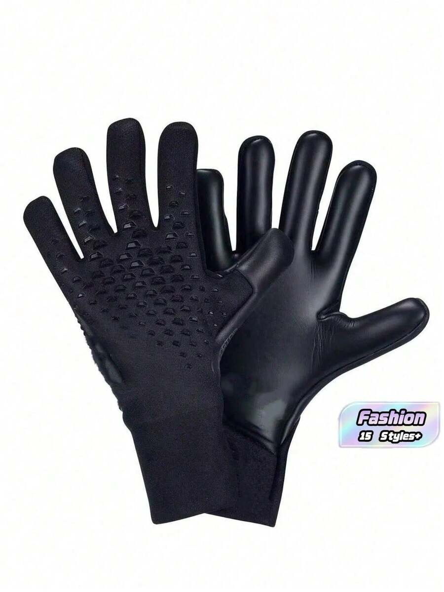 1 Pair Soccer Goalkeeper Gloves Football Match Protective Finger Gloves, Anti-Slip Breathable Training Soft Wear-Resistant Gloves - Multicolor - View 1