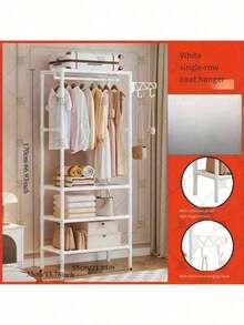 1pc Portable Wardrobe, Multi-Functional Multi-Layer Metal Clothes Storage Cabinet/Clothes Rack, Clothing Storage, Hanging Rod, Bedroom Living Room Storage, Shoe Storage, Luggage Storage, Bedroom School Dormitory Storage Rack, Ideal Choice For Home - View 7
