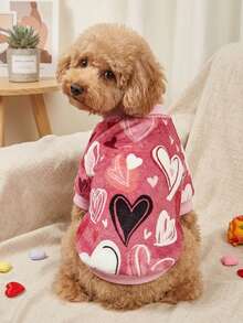 PETSIN 1 Pc Pet Dog & Cat Fleece, Heart Print, Warm And Cozy, Universal Size, Christmas Decorations - Multicolor - View 4