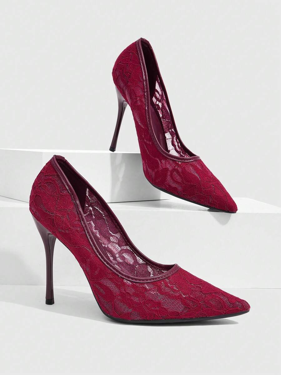 CUCCOO SZL Sepatu Hak Tinggi Lancip untuk Pesta Wanita - Burgundy - View 1