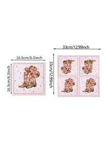 40/20pcs Western Cowboy Bow Theme Napkins - Disposable Napkins With Western Cowboy Pink Bow Pattern, Holiday Party Table Decoration, Home Dining Convenient Paper Napkins, Suitable For Wedding Party, Graduation Party, Birthday Party, Theme Party - One Size Fits All - View 3