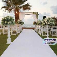 2 Styles Minimalist White Event Runner Rug, Large Oval Area Floor Mat, Durable Fabric Carpet For Wedding Party Indoor Outdoor Home Decor - White - View 1