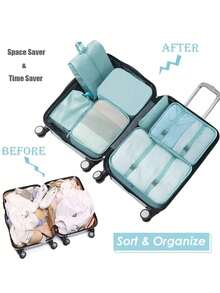 Found Favorite Multi-Functional Travel 7-Piece Organizer Bag, Luggage & Clothing Sorting Bag Set, Storage Bag Suite, Essential 7-Piece Travel Kit - Korean blue - View 5