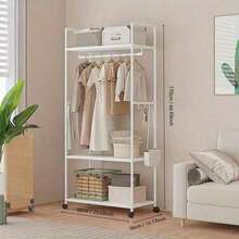 1pc Portable Wardrobe, Multi-Functional Multi-Layer Metal Clothes Storage Cabinet/Clothes Rack, Clothing Storage, Hanging Rod, Bedroom Living Room Storage, Shoe Storage, Luggage Storage, Bedroom School Dormitory Storage Rack, Ideal Choice For Home - View 14