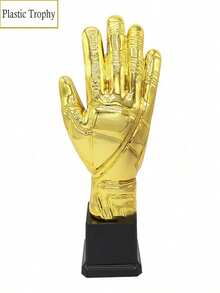 1 Plastic Trophy, Goalkeeper Trophy, Golden Glove-Shaped Football Trophy, Suitable For Office - Multicolor - View 2