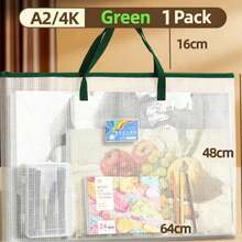 A Large Portable Tutoring Bag, Simple Transparent Grid File Bag, A2A3A4 Large Art Tool Bag, Suitable For Holiday Tutoring, Textbook Storage, Art Training, Painting Tool Storage. - A - View 15