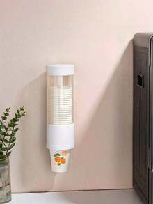 1Pc Disposable Cup Dispenser, Automatic Lifting Cup Holder, No Drilling Water Cup Storage Organizer For Home Office Hotel Dormitory - Multicolor - View 16