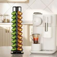 1Pc Wrought Iron Coffee Capsule Storage Holder, Vertical Rotatable Design, Fits Multiple Sizes, Non‑Slip Base, For Home Coffee Corner, Daily Coffee Storage, Coffee Accessory Organizer Rack - Multicolor - View 6