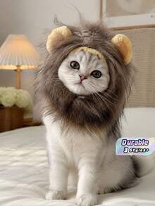 Funny Lion Mane Pet Wig Hat With Ears, Cute Cat Dog Cosplay Headwear, Halloween Party Costume Photo Prop For Kitten Small Dogs - Brown - View 1
