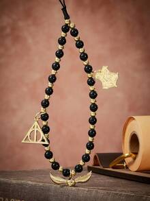 HARRY POTTER X SHEIN 手工黑色金珠合金金色包包吊飾，開學季合金手機鍊掛繩，適用所有手機殼，情人節禮物 - 混色 - 查看 7