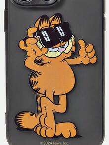 GARFIELD | SHEIN Cute Cat Pattern Transparent Black Phone Case, Compatible With IPhone - Grey - View 6