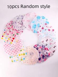 Reusable Waterproof Shower Caps For Women, Random Cute Printed Bath Hair Caps With Elastic Band, Multi‑Purpose Hair Bonnet For Shower, SPA, Kitchen, Salon, Assorted Random Patterns - Multicolor - View 12