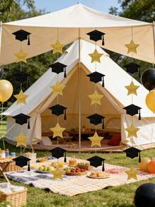 3 Set Graduation Cap Star Banner, Glitter Graduation Party Decor Hanging Flag, Suitable For Graduation Party And Ceremony, Home Decor Hanging Flag - Multiple Styles - View 7