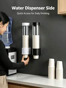 1Pc Disposable Cup Dispenser, Automatic Lifting Cup Holder, No Drilling Water Cup Storage Organizer For Home Office Hotel Dormitory - Multicolor - View 11