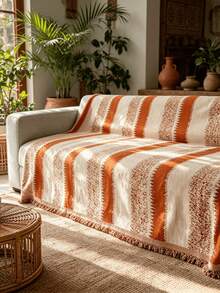 1pc Colorful Chenille Sofa Cover, One-Piece Sofa Protector With Tassel Design, All-Season Full Coverage, Pet-Friendly, Machine Washable, For Bedroom, Living Room, Office, Fits 1-4 Seater Sofa - Multicolor - View 13