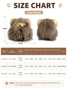 Funny Lion Mane Pet Wig Hat With Ears, Cute Cat Dog Cosplay Headwear, Halloween Party Costume Photo Prop For Kitten Small Dogs - Brown - View 3