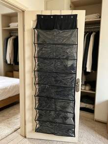1 Set Of 10 Layer Oxford Cloth Door Back Shoe Storage Hanging Bag, Home Door Shoe Storage Bag With Large Pocket, 8-Layer Shoe Rack For Wardrobe Door Storage, Suitable For 20 Pairs Of Sports Shoe Hanging Racks, Black Oxford Cloth Shoe Storage Bag - View 6