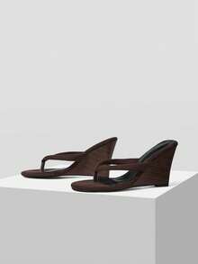 Mnmlis Women's Platform Wedge Sandals Are Fashionable And Versatile - Brown velvet - View 5
