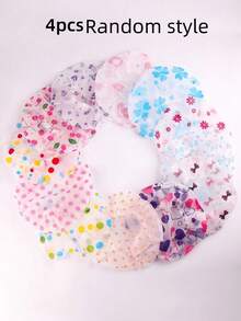 Reusable Waterproof Shower Caps For Women, Random Cute Printed Bath Hair Caps With Elastic Band, Multi‑Purpose Hair Bonnet For Shower, SPA, Kitchen, Salon, Assorted Random Patterns - Multicolor - View 13