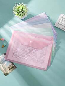 Tas Map Kancing Jepret Morandi A4, Tas Penyimpanan Kertas Ujian Kapasitas Besar dari Plastik Transparan, Tas Alat Tulis untuk Siswa Sekolah Menengah Pertama - MultiWarna - View 2