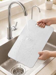 Haus Hana 1PC Stainless Steel Cutting Board, Solid Metal Kitchen Chopping Board With Hanging Hole, Rustproof Non-Porous Smooth Surface Meat Fruit Vegetable Cutting Mat, Dishwasher Easy Clean Cooking Prep Board For Home Kitchen - Silver - View 4