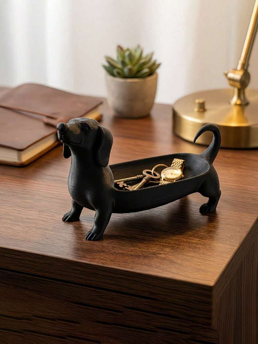 1 3D Printed Sausage Dog Storage Tray, Dresser Ring And Watch Organizer, Home Gift, Cute Dog Shape Storage Box, Home Decoration, Tray, Decorative Style, Room Decoration And Personalized Gift - Multicolor - View 1