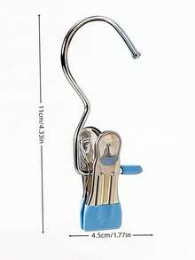 10pcs High Quality Stainless Steel Clothes Clips, Adjustable Metal Pants Rack With Clips, Laundry Clips With Hooks, Portable Hanging Clothes Clips For Clothing, Pants, Skirts, Decoration, Spring, Minimalist, Summer Tops - Multicolor - View 5