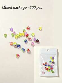 100/200/500Pcs Flatback Fruit Nail Charms – Mini Strawberry Cherry Apple Watermelon Resin Gems, Cute Cartoon Nail Decor For DIY Craft - Multicolor - View 19