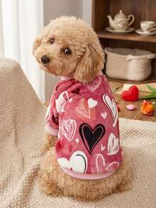 PETSIN 1 Pc Pet Dog & Cat Fleece, Heart Print, Warm And Cozy, Universal Size, Christmas Decorations - Multicolor - View 2
