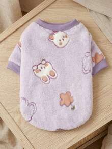 PETSIN 1 Pc Pet Cat Dog Universal Purple Little Rabbit Cute Pattern Printed Plush Warm Elastic Comfortable Dog Round Neck - Multicolor - View 3