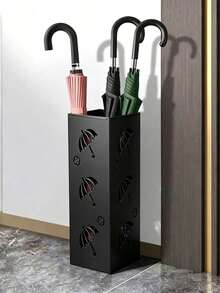 1PC Metal Umbrella Stand With Drip Tray Space Saving Practical For Entryway Garage Hallway Long Handle Umbrella And Cane Storage - A - View 6