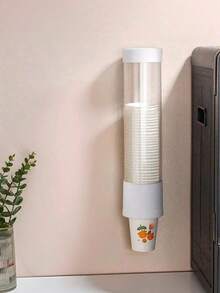 1Pc Disposable Cup Dispenser, Automatic Lifting Cup Holder, No Drilling Water Cup Storage Organizer For Home Office Hotel Dormitory - Multicolor - View 15