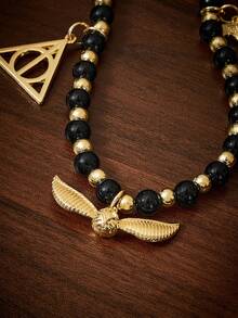 HARRY POTTER X SHEIN 手工黑色金珠合金金色包包吊飾，開學季合金手機鍊掛繩，適用所有手機殼，情人節禮物 - 混色 - 查看 5