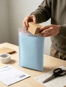 20Pcs Blue Matte Bubble Mailers, Self‑Adhesive Thickened Padded Envelopes, Waterproof Foam Shipping Packaging Bags - 20pcs/blue Bubble Bag - View 6
