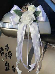 Artificial Car Bouquets, Decorated With Ribbon Bows, Suitable For Wedding Car Doors, Rearview Mirrors, Door Handles, Chair And Table Center Decorations, And Birthday Party Gift Decorations. - Multicolor 1 - View 1